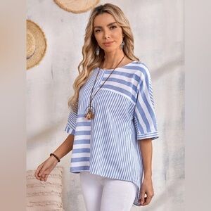 Stylish Blue Striped Blouse
